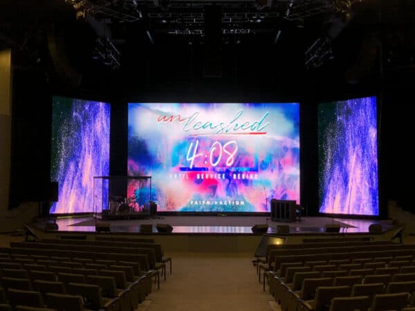 An LED wall display in a church setting is a sophisticated, large-scale video wall constructed from numerous individual LED panels.
